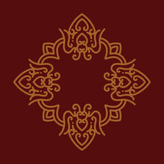 Baroque Design Element or Ornament with gold color on red background