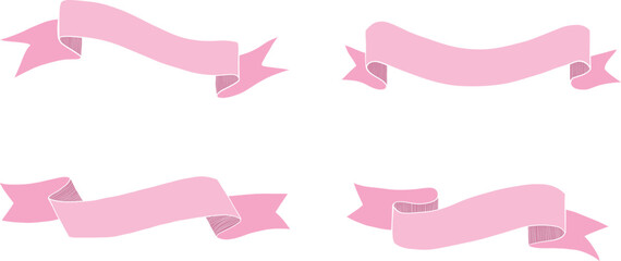 Obraz premium set of pink ribbons hand-drawn style vector illustration.
