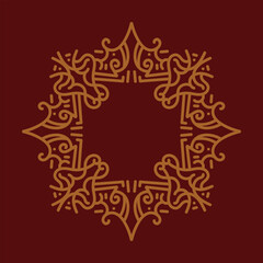 Baroque Design Element or Ornament with gold color on red background
