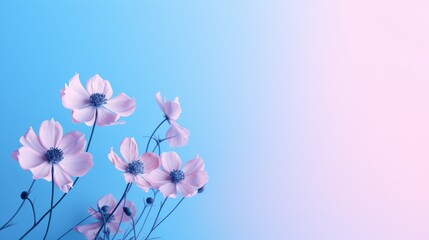 Naklejka premium Blue and pink flowers on a blue background. Decor design for printing, wallpaper, textiles, interior design, packaging, invitations. Delicate floral texture.