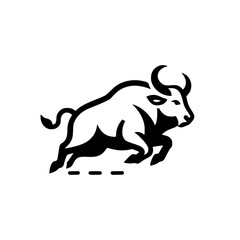 Professional Vector Logo of a Charging Buffalo. Powerful Symbol of Strength and Resilience for Corporate Branding, Financial Services, and Marketing. Striking and Versatile logo on a white Background.