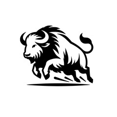 Professional Vector Logo of a Charging Buffalo. Powerful Symbol of Strength and Resilience for Corporate Branding, Financial Services, and Marketing. Striking and Versatile logo on a white Background.