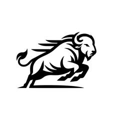 Professional Vector Logo of a Charging Buffalo. Powerful Symbol of Strength and Resilience for Corporate Branding, Financial Services, and Marketing. Striking and Versatile logo on a white Background.