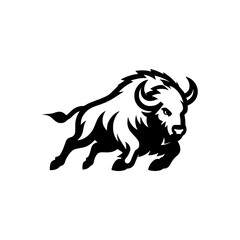 Professional Vector Logo of a Charging Buffalo. Powerful Symbol of Strength and Resilience for Corporate Branding, Financial Services, and Marketing. Striking and Versatile logo on a white Background.