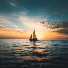 Fototapeta premium sailboat at sunset
