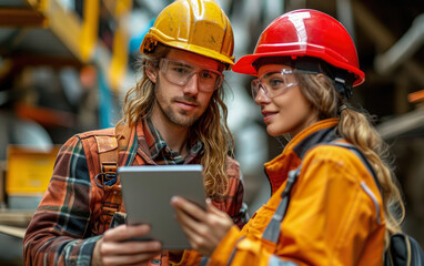 Engineer using tablet and talking on construction site of real estate project