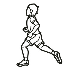 Fototapeta na wymiar A Boy Start Running Action Jogging A Child Movement Cartoon Sport Graphic Vector