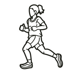 A Girl Start Running Action Jogging Movement Cartoon Sport Graphic Vector