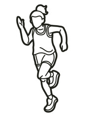 A Girl Start Running Action Jogging Movement Cartoon Sport Graphic Vector