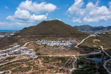 Obraz premium Aerial drone photos of islands in the Caribbean with blue sky and ocean