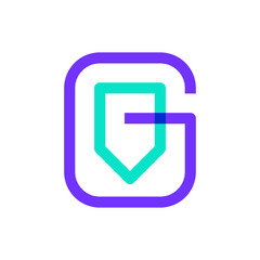 Letter G shield line overlapping logo