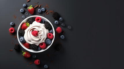 Artistic Dessert Presentation with Fresh Berries and Chocolate
