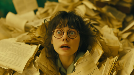 Overworked and Overwhelmed: Young Professional Buried in an Avalanche of Paperwork