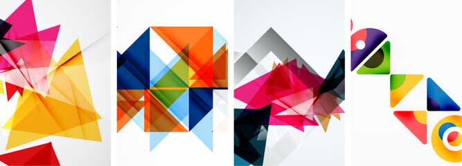 Set of abstract random triangle composition backgrounds. Vector illustration for for wallpaper, business card, cover, poster, banner, brochure, header, website