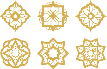 Set of Arabic ornamental frame. Islamic traditional art. Middle east geometric shape ornament.