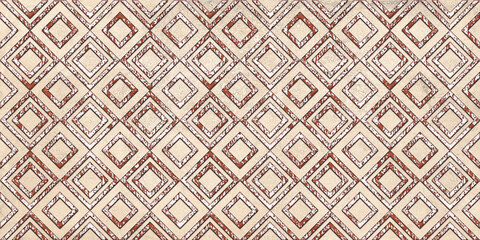 Classic geometric marble tile pattern, Simple Abstract texture with Square shape background, Beige and Brown coloured ceramic Moroccan tiles design