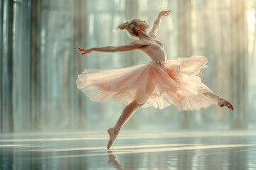 Beautiful ballerina dancing in the body movement, dance, and rhythm concept