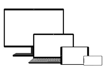 Obraz premium スマートフォンとパソコンとタブレットと液晶モニター