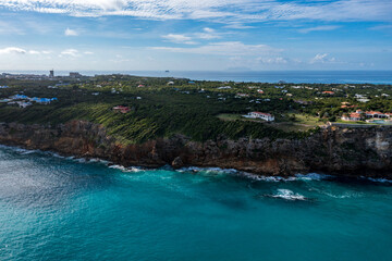aerial view of cliffs in terres basses st martin