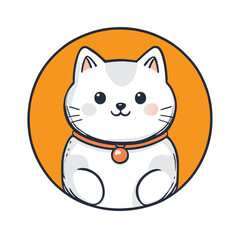 Cute cartoon cat. Vector illustration. Cute kawaii cat.