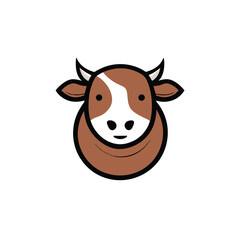 Cow vector icon on white background. Cute cartoon cow.