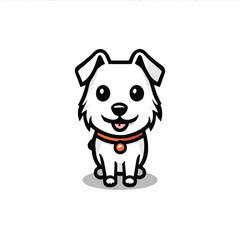 Cute dog line icon on white background. Vector illustration. 