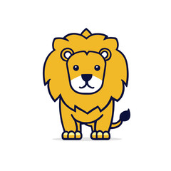 Lion. Vector illustration on a white background. Cartoon style.