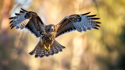 a hawk in flight hunting for food in the wild