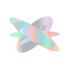 An abstract cut out transparent iridescent oval gradient shape pattern design element.