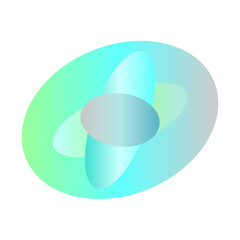 An abstract cut out transparent iridescent oval gradient shape pattern design element.