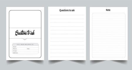 Editable Questions to ask Journal Planner Kdp Interior printable template Design.