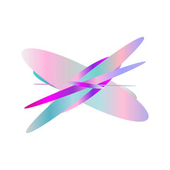 An abstract cut out transparent iridescent oval gradient shape pattern design element.