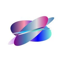 An abstract cut out transparent iridescent oval gradient shape pattern design element.