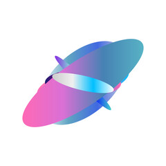 An abstract cut out transparent iridescent oval gradient shape pattern design element.