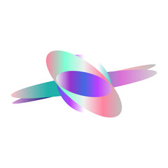 An abstract cut out transparent iridescent oval gradient shape pattern design element.