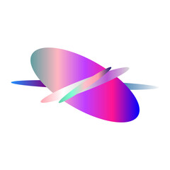 An abstract cut out transparent iridescent oval gradient shape pattern design element.
