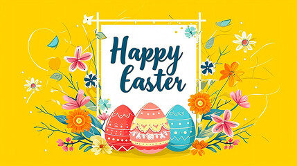 Fototapeta premium cute easter clip art on yellow background