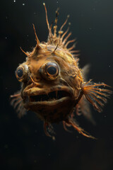 scary deep sea fish, grumpy fish