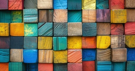 Colorful wooden blocks, Wide format