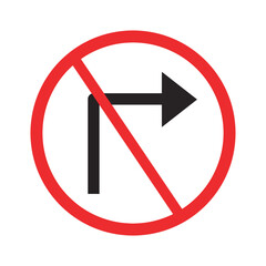 Do not turn right sign icon 