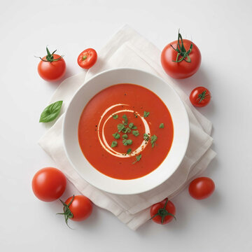 Chilled Tomato Soup with Scattered Basil