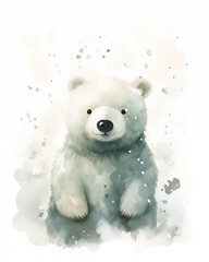 Watercolor polar bear on a white background 