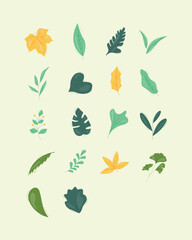 Simple and Unique Leaf Illustration Design Set