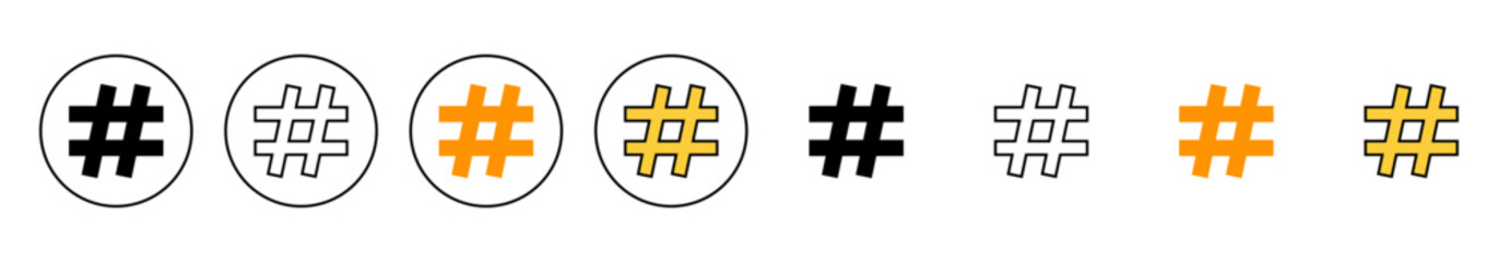 Hashtag icon set vector. hashtag sign and symbol