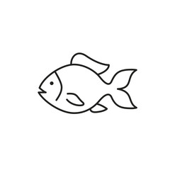 Fish line icon in flat style, vector isolated illustration