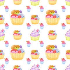 Seamless Pattern Cake Watercolor Background