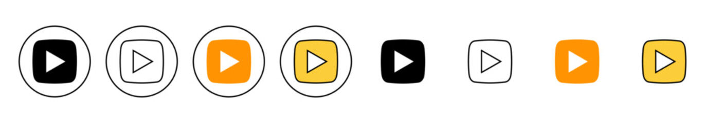 Play Icon set vector. Play button sign and symbol