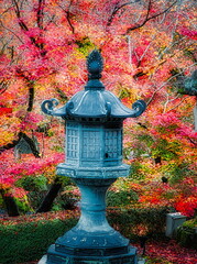 秋が深まるとお寺の境内は紅葉で赤く染まります