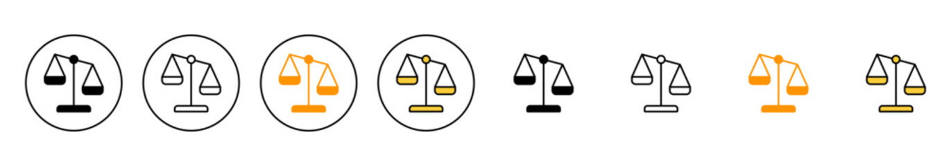 Scales icon set vector. Law scale icon. Justice sign and symbol