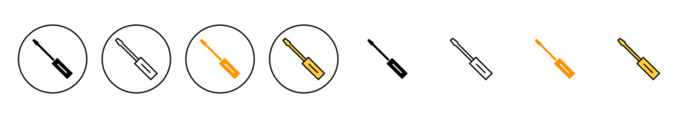 Screwdriver icon set vector. tools sign and symbol